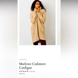 Brand new w/ tags Marlowe cardi Not Monday in scrumptiously buttery cashmere